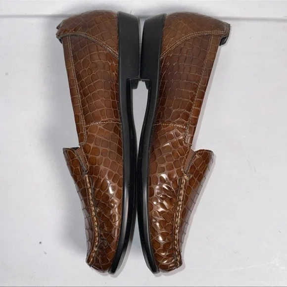 SAS Tripad Cognac Croc Comfort Loafers Women’s Brown Classic Slip On Shoes 9M - Picture 6 of 9